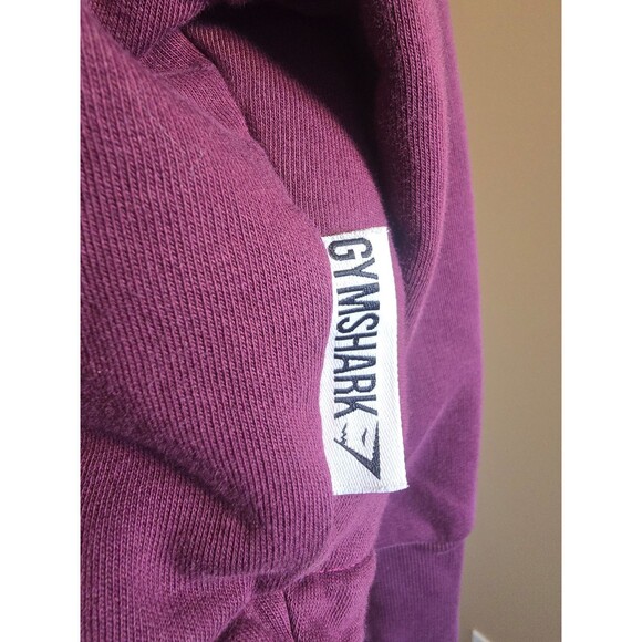 Gymshark Slounge Drawcord Long Sleeve Cropped Hoodie size Small Dark Ruby - Picture 3 of 8